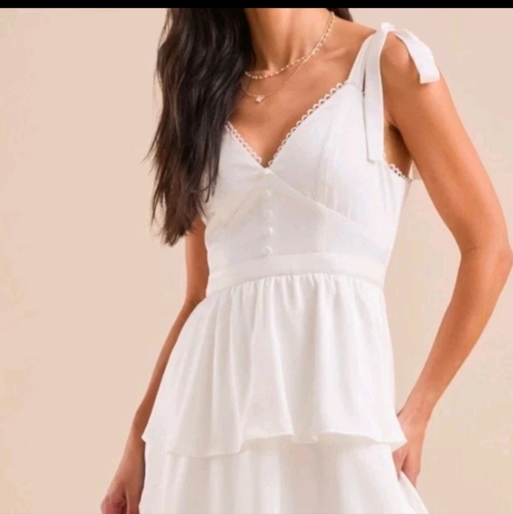 Altar’d State Mallory Tiered Maxi Dress NWOT Wedding Event Gown Lace Back XS - Picture 5 of 11